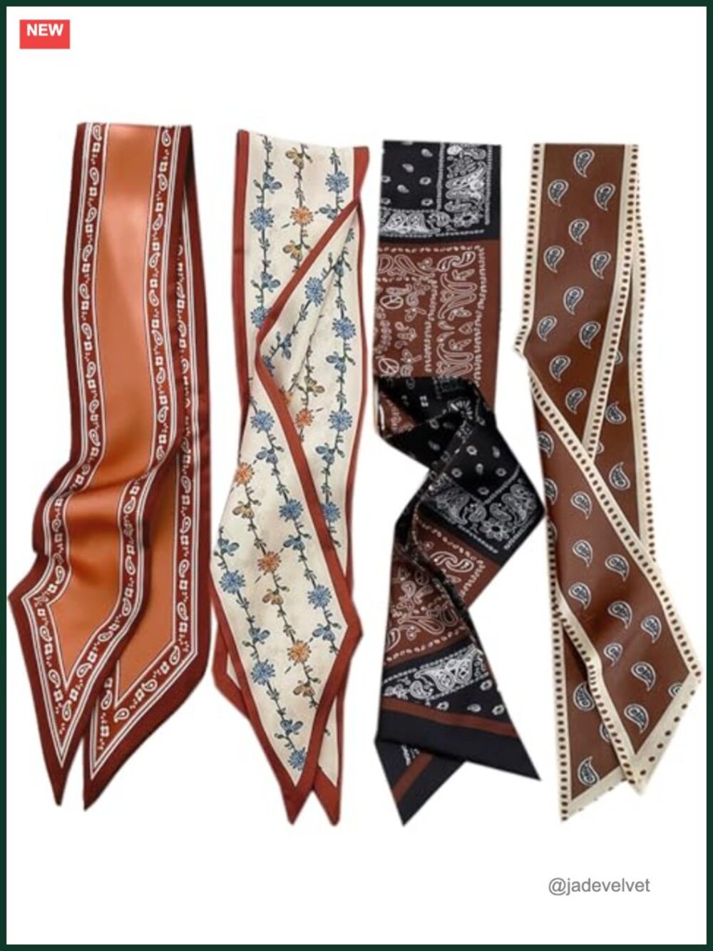 Silk Feel Fashion Scarves for Women - Multipurpose Hair Band Neck Scarf